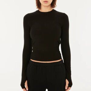 P.E. Nation NWT Women's Size XL Black Free Play 2.0 Long Sleeve Rib Tee